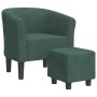 Sillón con taburete terciopelo verde oscuro de vidaXL, Sillones - Ref: Foro24-356452, Precio: 164,69 €, Descuento: %