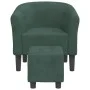 Sillón con taburete terciopelo verde oscuro de vidaXL, Sillones - Ref: Foro24-356452, Precio: 161,89 €, Descuento: %