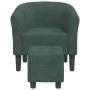 Sillón con taburete terciopelo verde oscuro de vidaXL, Sillones - Ref: Foro24-356452, Precio: 164,69 €, Descuento: %