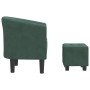 Sillón con taburete terciopelo verde oscuro de vidaXL, Sillones - Ref: Foro24-356452, Precio: 164,69 €, Descuento: %
