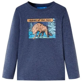 Camiseta infantil de manga larga azul oscuro melange 128 de vidaXL, Camisetas para niños - Ref: Foro24-12942, Precio: 8,64 €,...