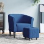 Sillón con taburete tela azul de vidaXL, Sillones - Ref: Foro24-356438, Precio: 222,14 €, Descuento: %