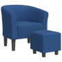 Sillón con taburete tela azul de vidaXL, Sillones - Ref: Foro24-356438, Precio: 222,14 €, Descuento: %