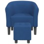 Sillón con taburete tela azul de vidaXL, Sillones - Ref: Foro24-356438, Precio: 222,14 €, Descuento: %