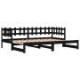 Sofá cama extraíble madera maciza de pino negro 2x(90x190) cm de vidaXL, Camas y somieres - Ref: Foro24-840393, Precio: 194,7...