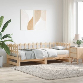 Sofá cama extraíble madera maciza de pino 2x(90x190) cm de vidaXL, Camas y somieres - Ref: Foro24-840391, Precio: 141,24 €, D...