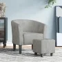 Sillón con taburete terciopelo gris claro de vidaXL, Sillones - Ref: Foro24-356449, Precio: 149,76 €, Descuento: %