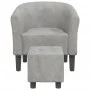 Sillón con taburete terciopelo gris claro de vidaXL, Sillones - Ref: Foro24-356449, Precio: 149,76 €, Descuento: %