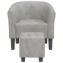 Sillón con taburete terciopelo gris claro de vidaXL, Sillones - Ref: Foro24-356449, Precio: 145,62 €, Descuento: %