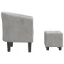 Sillón con taburete terciopelo gris claro de vidaXL, Sillones - Ref: Foro24-356449, Precio: 149,76 €, Descuento: %