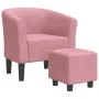 Sillón con taburete terciopelo rosa by vidaXL, Armchairs - Ref: Foro24-356454, Price: 171,54 €, Discount: %