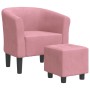 Sillón con taburete terciopelo rosa de vidaXL, Sillones - Ref: Foro24-356454, Precio: 193,56 €, Descuento: %