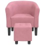 Sillón con taburete terciopelo rosa de vidaXL, Sillones - Ref: Foro24-356454, Precio: 193,56 €, Descuento: %