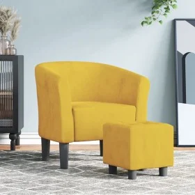 Sillón con taburete terciopelo amarillo de vidaXL, Sillones - Ref: Foro24-356456, Precio: 162,42 €, Descuento: %