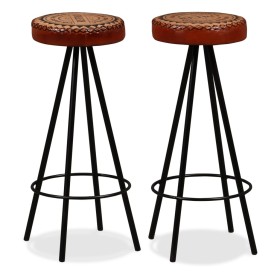Taburetes de barra de cocina 2 unidades cuero auténtico de vidaXL, Taburetes de cocina - Ref: Foro24-245447, Precio: 148,84 €...