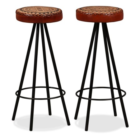 Taburetes de barra de cocina 2 unidades cuero auténtico de vidaXL, Taburetes de cocina - Ref: Foro24-245447, Precio: 148,84 €...