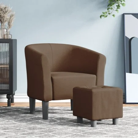 Sillón con taburete tela marrón de vidaXL, Sillones - Ref: Foro24-356435, Precio: 142,49 €, Descuento: %