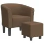 Sillón con taburete tela marrón de vidaXL, Sillones - Ref: Foro24-356435, Precio: 142,49 €, Descuento: %