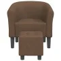 Sillón con taburete tela marrón de vidaXL, Sillones - Ref: Foro24-356435, Precio: 142,49 €, Descuento: %
