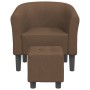 Sillón con taburete tela marrón de vidaXL, Sillones - Ref: Foro24-356435, Precio: 144,06 €, Descuento: %