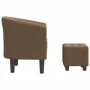 Sillón con taburete tela marrón de vidaXL, Sillones - Ref: Foro24-356435, Precio: 142,49 €, Descuento: %