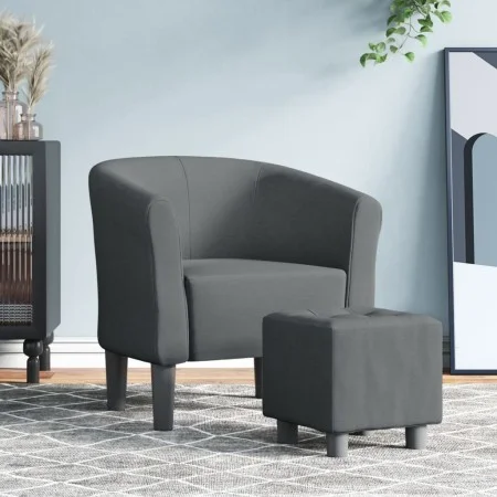 Sillón con taburete tela gris oscuro de vidaXL, Sillones - Ref: Foro24-356437, Precio: 134,01 €, Descuento: %