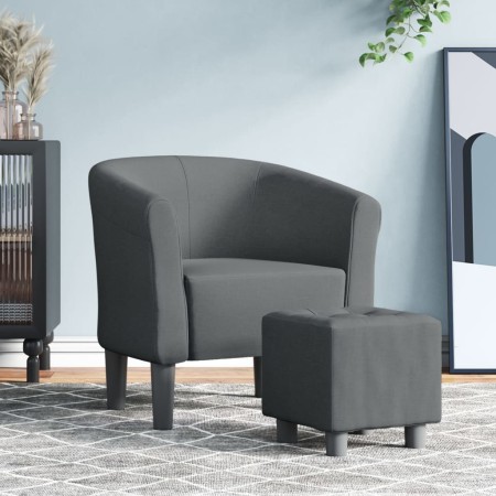 Sillón con taburete tela gris oscuro de vidaXL, Sillones - Ref: Foro24-356437, Precio: 135,96 €, Descuento: %