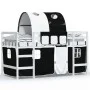 Cama alta niños con túnel madera pino blanco negro 90x200 cm de , Camas y somieres - Ref: Foro24-3206994, Precio: 231,05 €, D...