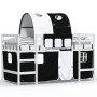 Cama alta niños con túnel madera pino blanco negro 90x200 cm de , Camas y somieres - Ref: Foro24-3206994, Precio: 219,95 €, D...