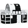 Cama alta niños con túnel madera pino blanco negro 90x200 cm de , Camas y somieres - Ref: Foro24-3206994, Precio: 231,05 €, D...
