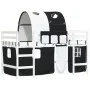 Cama alta niños con túnel madera pino blanco negro 90x200 cm de , Camas y somieres - Ref: Foro24-3206994, Precio: 231,05 €, D...