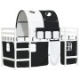 Cama alta niños con túnel madera pino blanco negro 90x200 cm de , Camas y somieres - Ref: Foro24-3206994, Precio: 219,95 €, D...