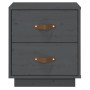 Mesita de noche madera maciza de pino gris 40x34x45 cm de vidaXL, Mesitas de noche - Ref: Foro24-818329, Precio: 54,49 €, Des...