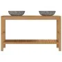 Mueble tocador madera teca maciza con lavabos de piedra de río de vidaXL, Tocadores de baño - Ref: Foro24-246497, Precio: 384...