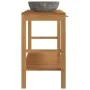 Mueble tocador madera teca maciza con lavabos de piedra de río de vidaXL, Tocadores de baño - Ref: Foro24-246497, Precio: 384...
