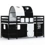 Cama alta niños con túnel madera pino blanco negro 90x200 cm de , Camas y somieres - Ref: Foro24-3206997, Precio: 214,02 €, D...