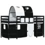 Cama alta niños con túnel madera pino blanco negro 90x200 cm de , Camas y somieres - Ref: Foro24-3206997, Precio: 214,02 €, D...