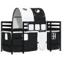 Cama alta niños con túnel madera pino blanco negro 90x200 cm de , Camas y somieres - Ref: Foro24-3206997, Precio: 214,02 €, D...