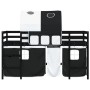 Cama alta niños con túnel madera pino blanco negro 90x200 cm de , Camas y somieres - Ref: Foro24-3206997, Precio: 214,02 €, D...
