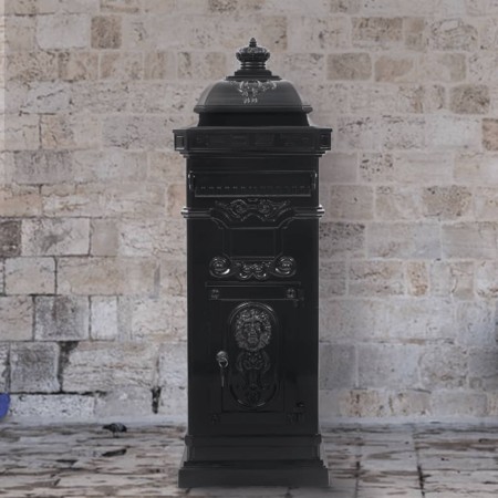 Buzón de columna de aluminio estilo vintage inoxidable negro de vidaXL, Buzones de correo - Ref: Foro24-43888, Precio: 333,27...