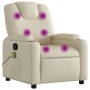 Sillón reclinable de masaje cuero sintético crema de , Sillones - Ref: Foro24-372397, Precio: 251,28 €, Descuento: %