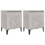 Mesitas de noche con patas de metal gris hormigón 40x30x50 cm de vidaXL, Mesitas de noche - Ref: Foro24-805842, Precio: 57,34...