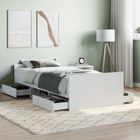 Estructura de cama con cabecero piecero blanca 90x190 cm de , Camas y somieres - Ref: Foro24-3203810, Precio: 187,72 €, Descu...