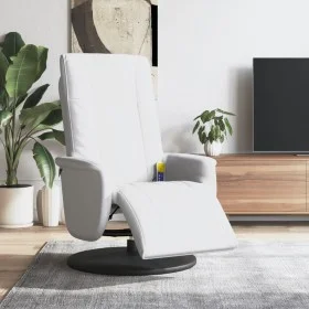Sillón reclinable masaje con reposapiés cuero sintético blanco de , Sillones - Ref: Foro24-356518, Precio: 232,77 €, Descuent...