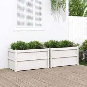 Jardineras de exterior 2 unidades madera maciza de pino blanco by , Pots and planters - Ref: Foro24-837462, Price: 137,04 €, ...