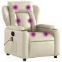 Sillón reclinable de masaje cuero sintético crema de , Sillones - Ref: Foro24-372435, Precio: 268,80 €, Descuento: %