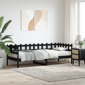 Sofá cama madera maciza de pino negro 90x190 cm de , Camas y somieres - Ref: Foro24-840384, Precio: 98,82 €, Descuento: %