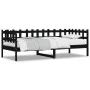 Solid black pine wood sofa bed 90x190 cm by , Beds and slatted bases - Ref: Foro24-840384, Price: 97,90 €, Discount: %