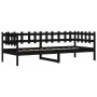Solid black pine wood sofa bed 90x190 cm by , Beds and slatted bases - Ref: Foro24-840384, Price: 97,90 €, Discount: %