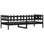Solid black pine wood sofa bed 90x190 cm by , Beds and slatted bases - Ref: Foro24-840384, Price: 97,90 €, Discount: %